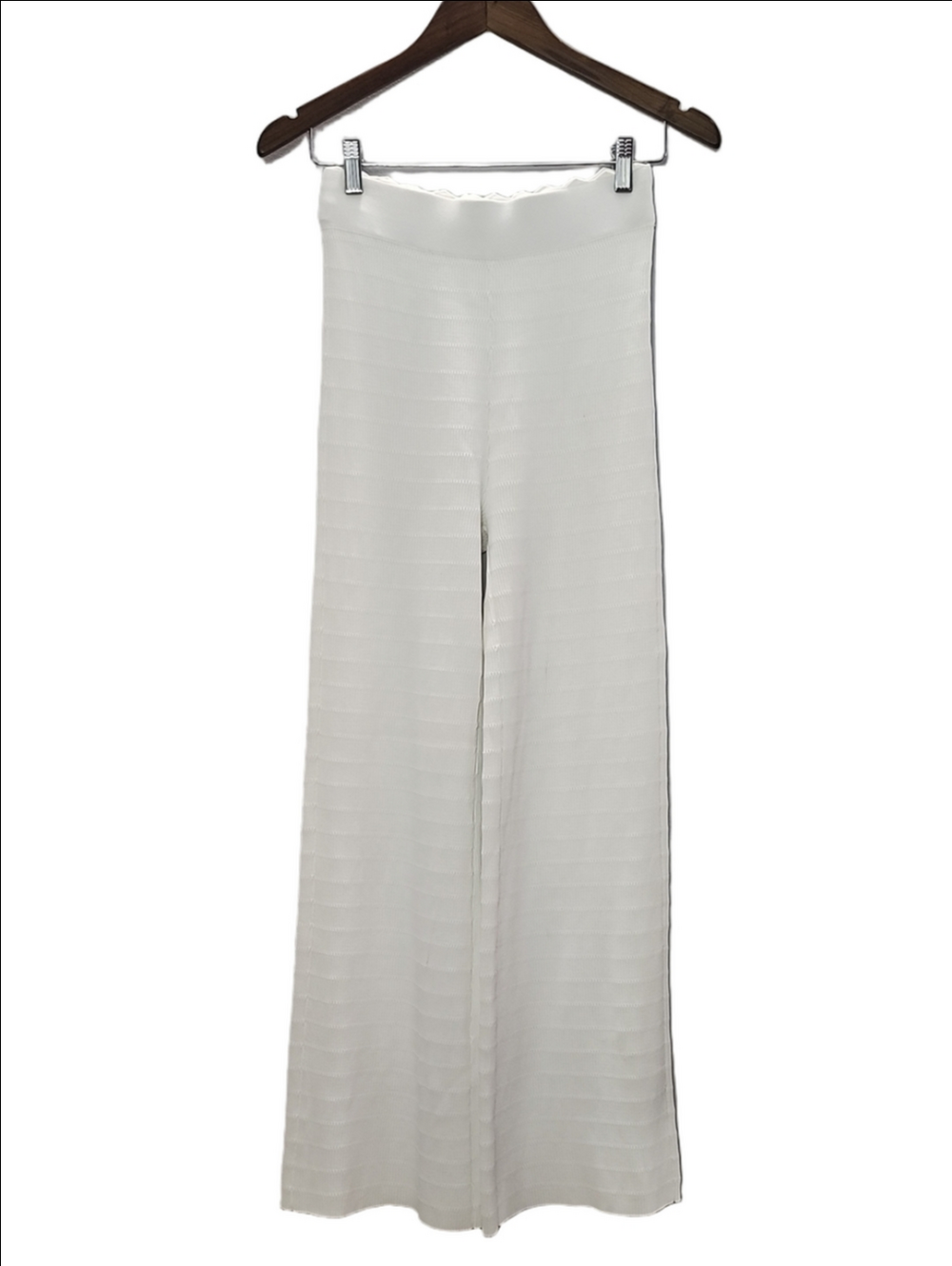 HOUSE OF HARLOW 1960 white Wide-Leg Textured Knit Pants